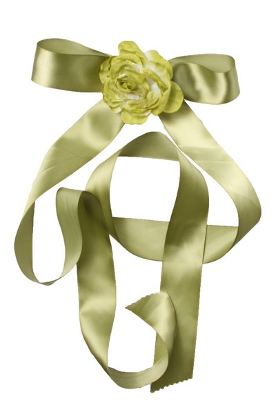 mau green ribbon and rose sash